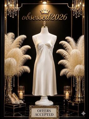 Victoria Secret Bridal Satin Slip Dress Lace & Sequin Detail Ivory Wedding 💎